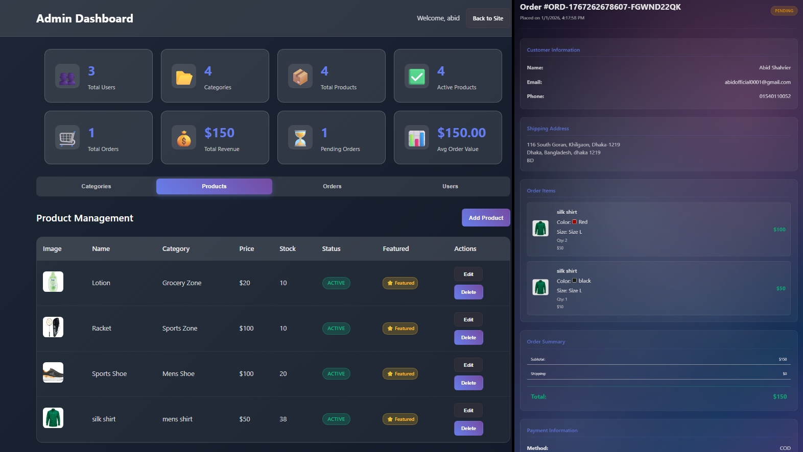 Store Dashboard Preview